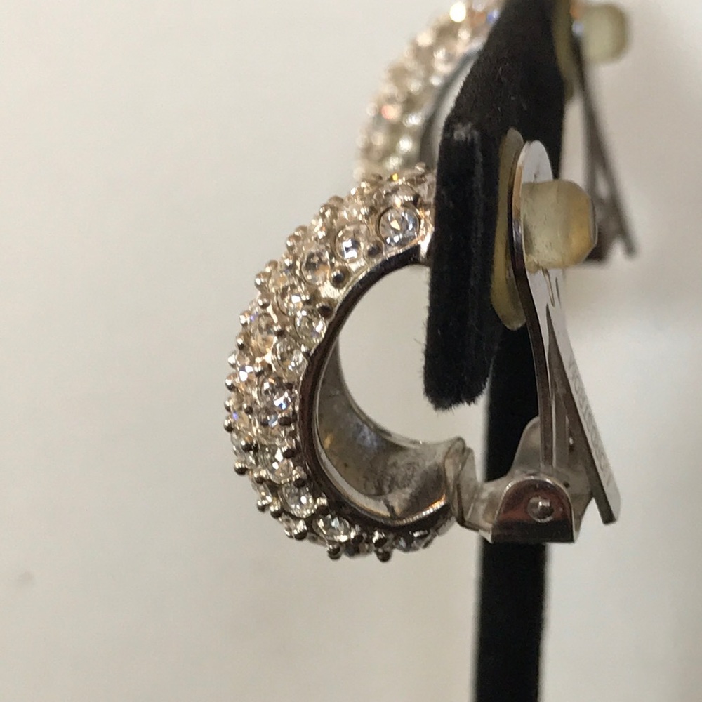 Nordstrom CZ silver rhinestone clip earrings - Picture 4 of 6